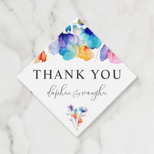 Whimsical Bright Wild Flower Wedding Favor Labels (Voorkant)