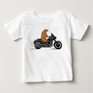 Whimsical brown beer op een motorfiets