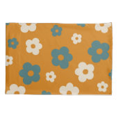 Whimsical Brown & Blue Floral Retro, vrolijk Kussensloop (Achterkant)