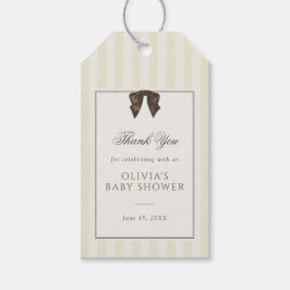 Whimsical Brown Bow Striped Baby Shower Cadeaulabel
