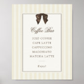 Whimsical Brown Bow Striped Coffee Bar Poster (Voorkant)