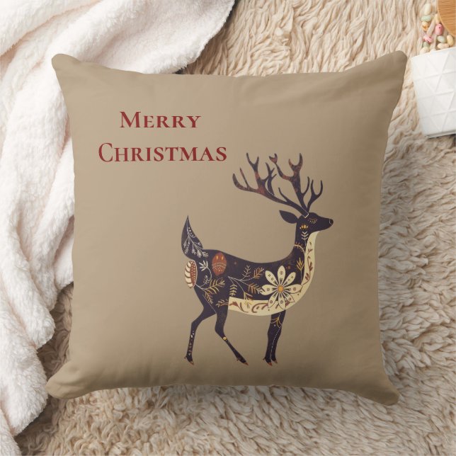 Whimsical Brown Deer Christmas Kussen (Deken)