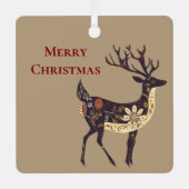 Whimsical Brown Deer Christmas Metalen Ornament (Voorkant)