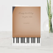 Whimsical Brown Piano Charming Custom Birthday Kaart (Achterkant)