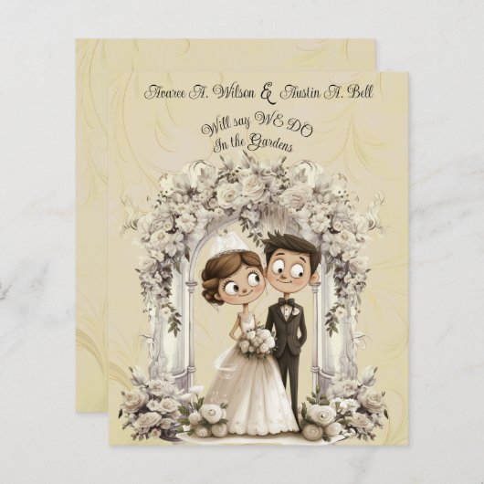 Whimsical Bruid Bruidegom Wedding Arch (Voorkant / Achterkant)