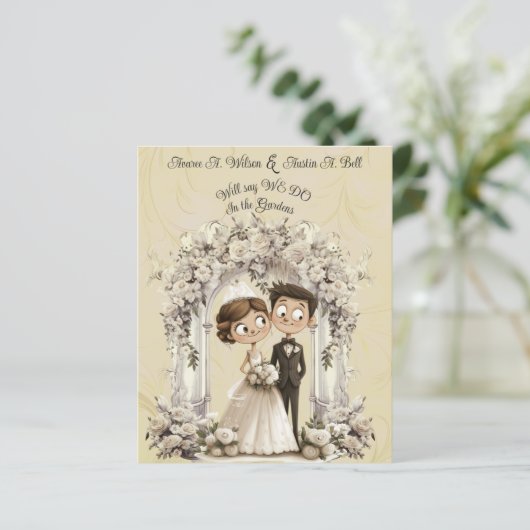 Whimsical Bruid Bruidegom Wedding Arch (Staand voorkant)