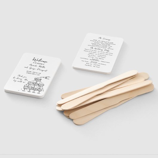 Whimsical Bruiloft programma fan Handwaaier (Niet-gemonteerd)