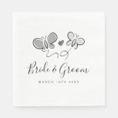 Whimsical bruiloft servetten met vlinder tekening (Voorkant)