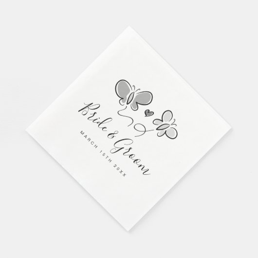 Whimsical bruiloft servetten met vlinder tekening (Hoek)