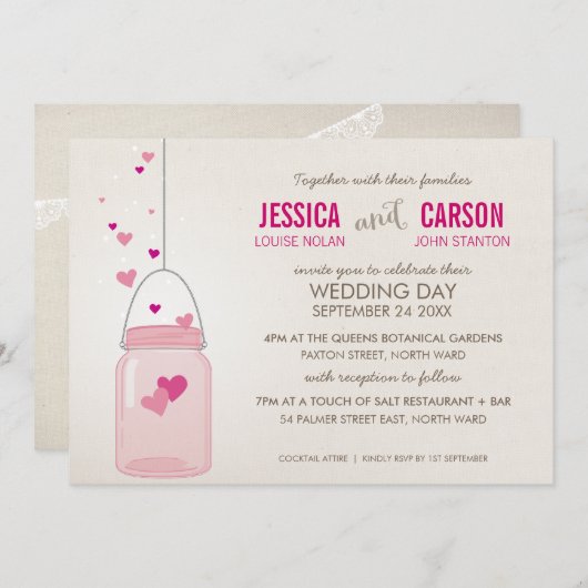 WHIMSICAL BRUILOFT trendy metselaar pot liefde har Kaart (Voorkant / Achterkant)