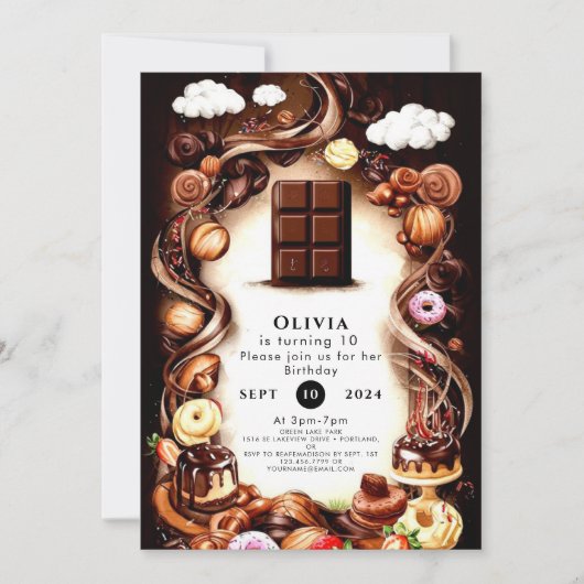 Whimsical bruine chocolade verjaardag kaart (Voorkant)