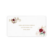 Whimsical Bruine Goud Bloemen Monogram Bruiloft Etiket (Voorkant)