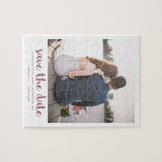 Whimsical Brush Script Photo Save the Date Roos Legpuzzel (Horizontaal)