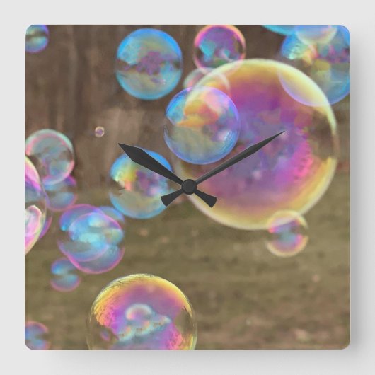 Whimsical Bubbles Clock Vierkante Klok (Voorkant)
