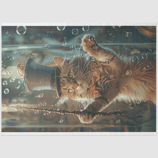 Whimsical Bubbly Kitten Decoupage Tissuepapier (Voorkant)