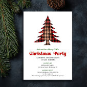 Whimsical Buffalo Check Holiday Party Invitation