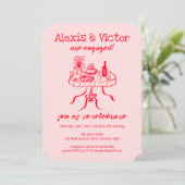 Whimsical Buffet DINNER Custom Engagement Party Kaart (Staand voorkant)