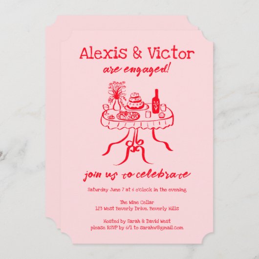 Whimsical Buffet DINNER Custom Engagement Party Kaart (Voorkant / Achterkant)