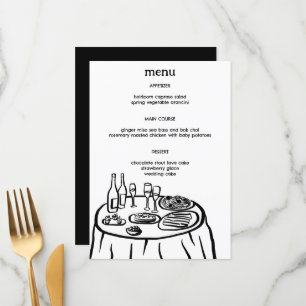 Whimsical Buffet Table Doodle Sketch Modern CUSTOM Menu