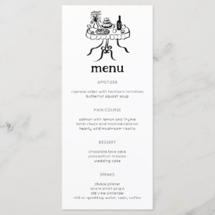 Whimsical Buffet Table Doodle Sketch Modern CUSTOM Menu