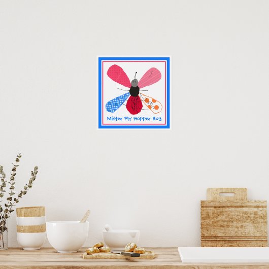 Whimsical Bug Collage Art van 4 jaar oud Nathaniel Poster (Keuken)