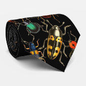 Whimsical Bug Stropdas met zwarte achtergrond (Opgerold)