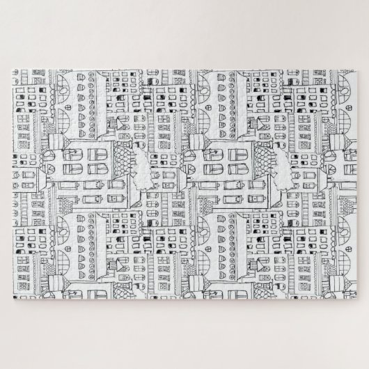 Whimsical Buildings Hand-Drawn Pen and Ink Legpuzzel (Horizontaal)