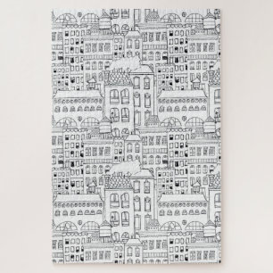 Whimsical Buildings Hand-Drawn Pen and Ink Legpuzzel