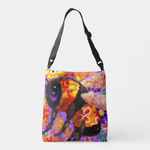 Whimsical Bumble Bee Abstracte kunst Bloemen Sinaa Crossbody Tas