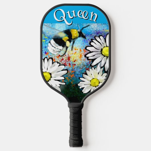 Whimsical Bumble Bee in Daisies gepersonaliseerd Pickleball Paddle (Voorkant)