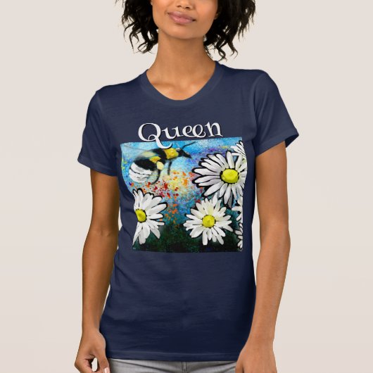Whimsical Bumble Bee in Daisies gepersonaliseerd T-shirt (Voorkant)