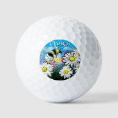 Whimsical Bumble Bee in Daisies Personalized Golfballen (Voorkant)