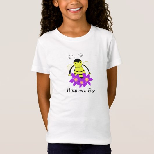 Whimsical Bumble Bee met Flowers T-shirt (Voorkant)