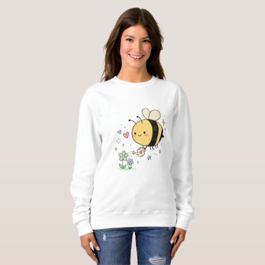  Whimsical Bumblebee Floral Art Lovers Trui (Voorkant volledig)