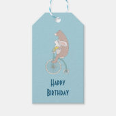 Whimsical Bunny and Beer Riding Together Verjaarda Cadeaulabel (Voorkant)