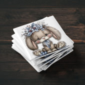 Whimsical Bunny Blue Christmas Magnet