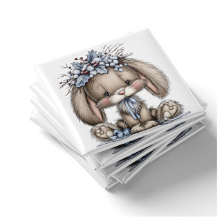 Whimsical Bunny Blue Christmas Magnet Magneet