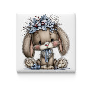 Whimsical Bunny Blue Christmas Magnet Magneet