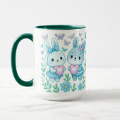 Whimsical Bunny Couple Ceramic Mug (Gauche)