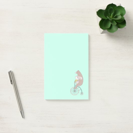 Whimsical Bunny en Beer Riding a Bike Post-it® Notes (Kantoor)