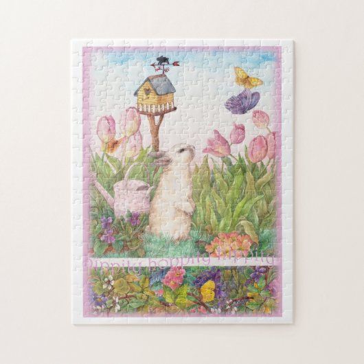 Whimsical Bunny in Spring Garden Legpuzzel (Verticaal)