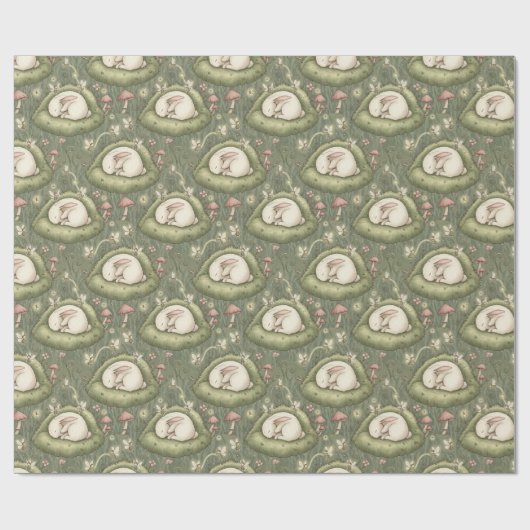 Whimsical bunny Japanese illustration style Cadeaupapier (Vlak)