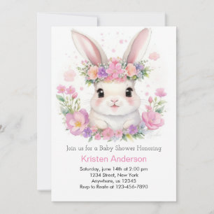 Whimsical Bunny Meadow Meisje Baby shower Kaart