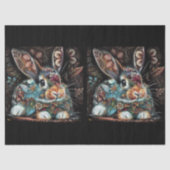 Whimsical Bunny Rabbit Floral Abstracte Decoupage Tissuepapier (Voorkant)