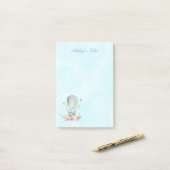 Whimsical Bunny Riding in een Hot Air Ballon Custo Post-it® Notes (Op bureau)