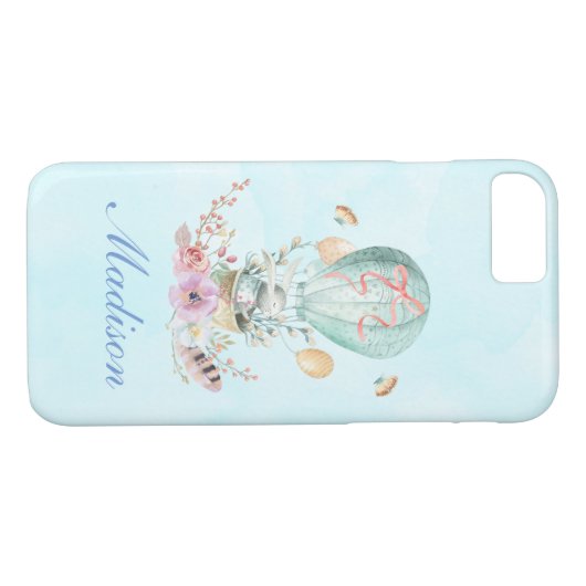 Whimsical Bunny Riding in een luchtballon Case-Mate iPhone Case (Achterkant (Horizontaal))