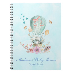 Whimsical Bunny Riding in een luchtballon Notitieboek