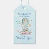 Whimsical Bunny Rijden in een Hete Luchtballon Dou Cadeaulabel (Voorkant)