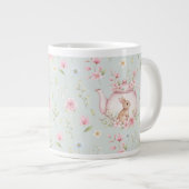 Whimsical Bunny Teapot Floral Spring Extra Grote Beker (Voorkant rechts)