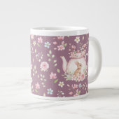Whimsical Bunny Teapot Floral Spring  Extra Grote Beker (Voorkant rechts)